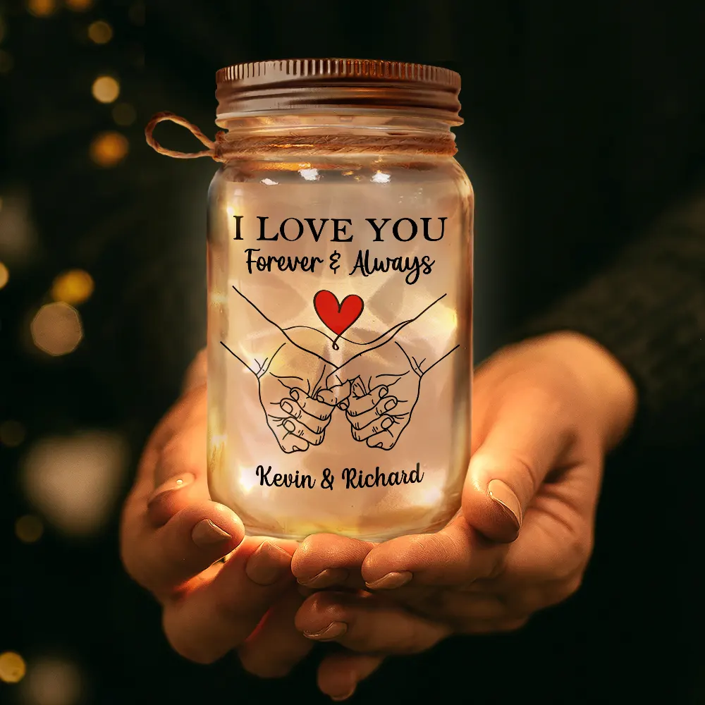 I Love You Forever & Always - Personalized Mason Jar Light - Image 3