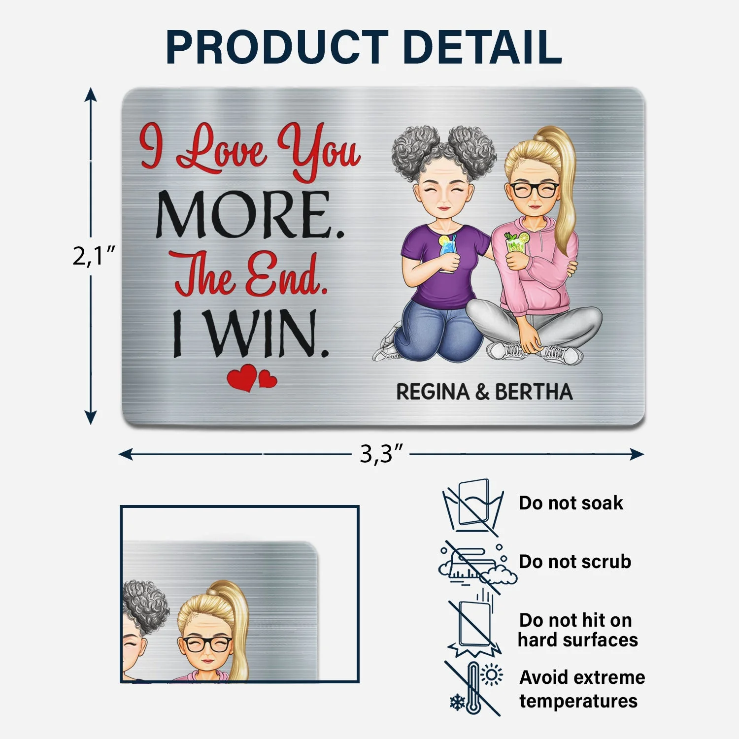 I Love You More - Gift For Couples, Husband, Wife - Personalized Aluminum Wallet Card - Image 6