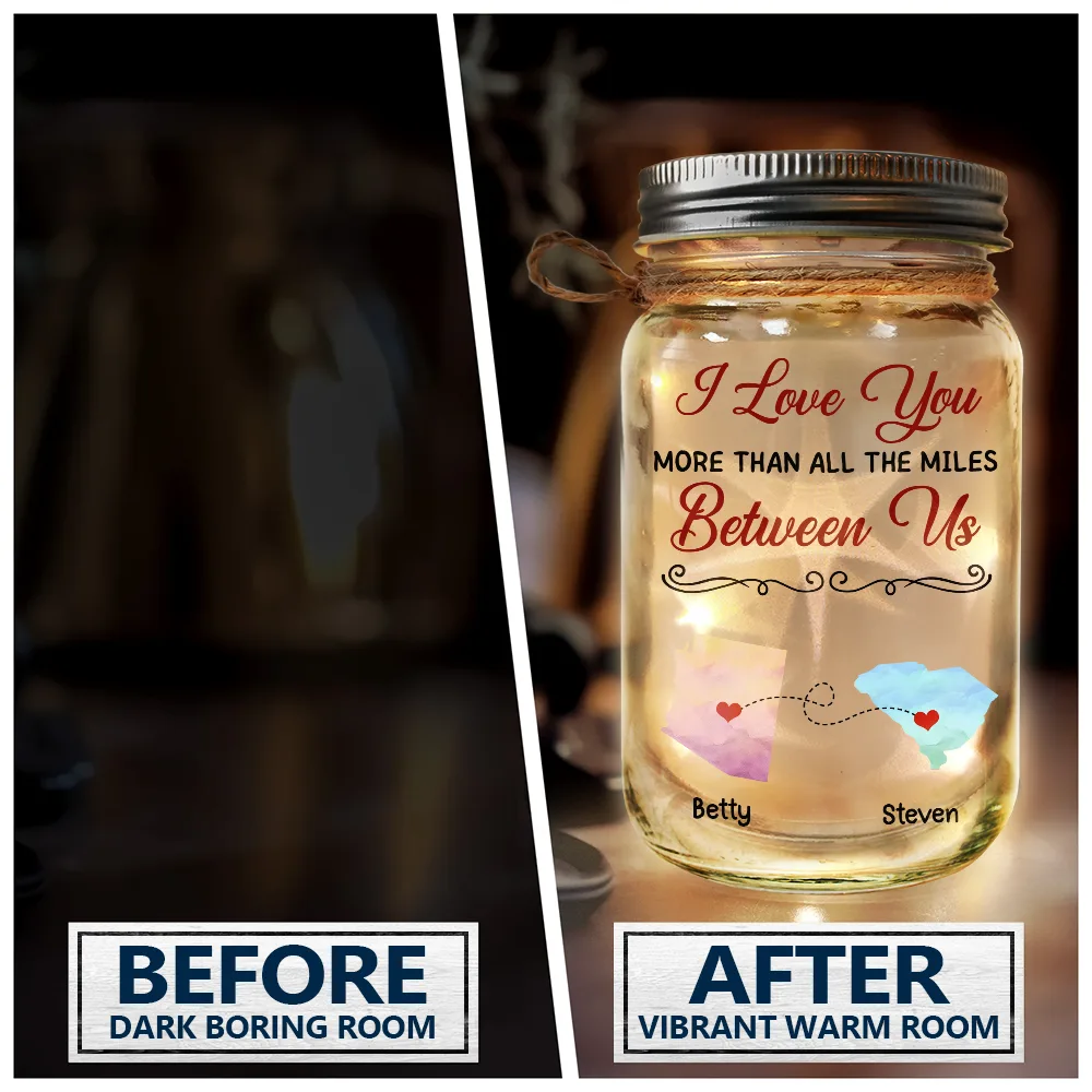I Love You More Than All The Miles Between Us - Personalized Mason Jar Light - Image 4