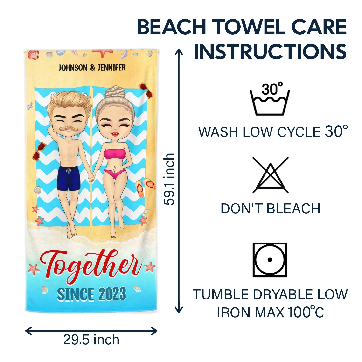 I Love You The Beach And Back - Gift For Couples - Personalized Custom Beach Towel - Image 6