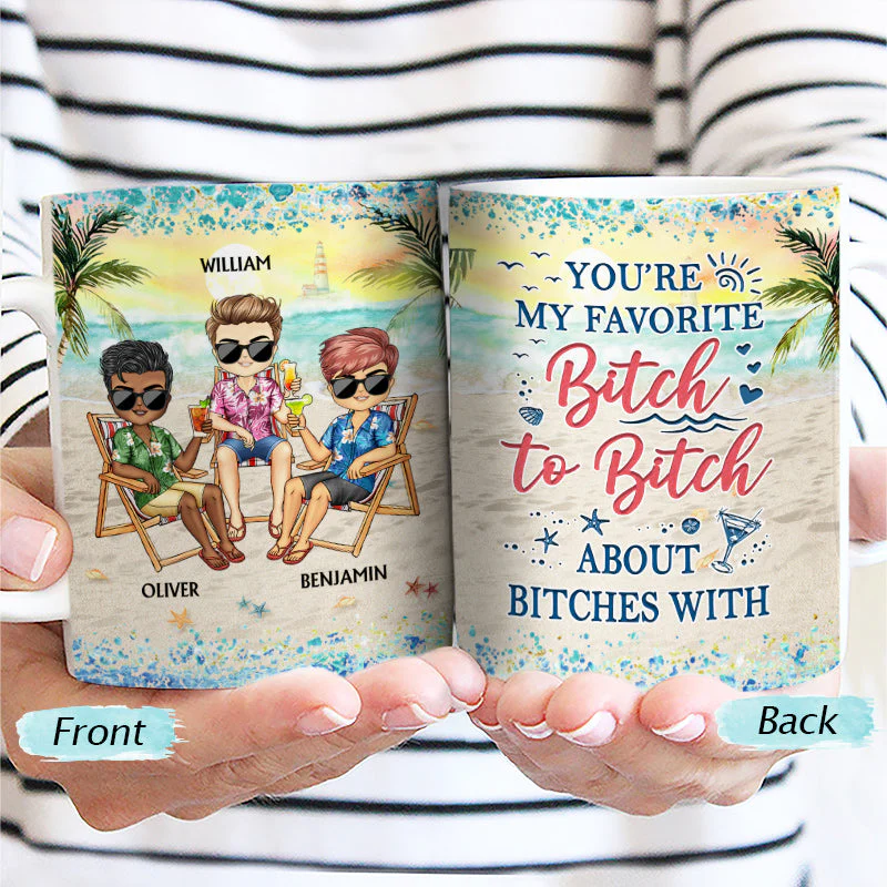 I Love You To The Beach And Back Best Friends - Bestie BFF Gift - Personalized Custom White Edge-to-Edge Mug - Image 2