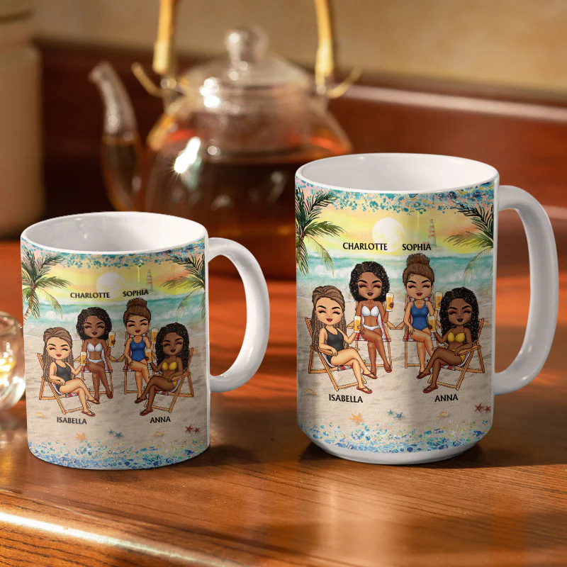 I Love You To The Beach And Back Best Friends - Bestie BFF Gift - Personalized Custom White Edge-to-Edge Mug - Image 3