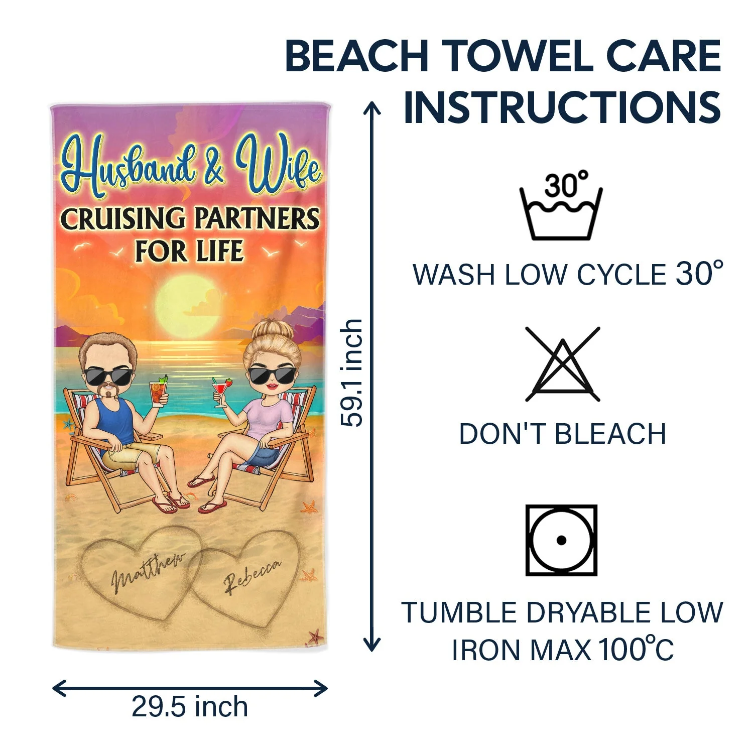 I Love You To The Beach And Back Chibi Traveling Beach Swimming Picnic Vacation - Birthday, Funny Gift For Her, Him, Couples, Family - Personalized Custom Beach Towel - Image 6
