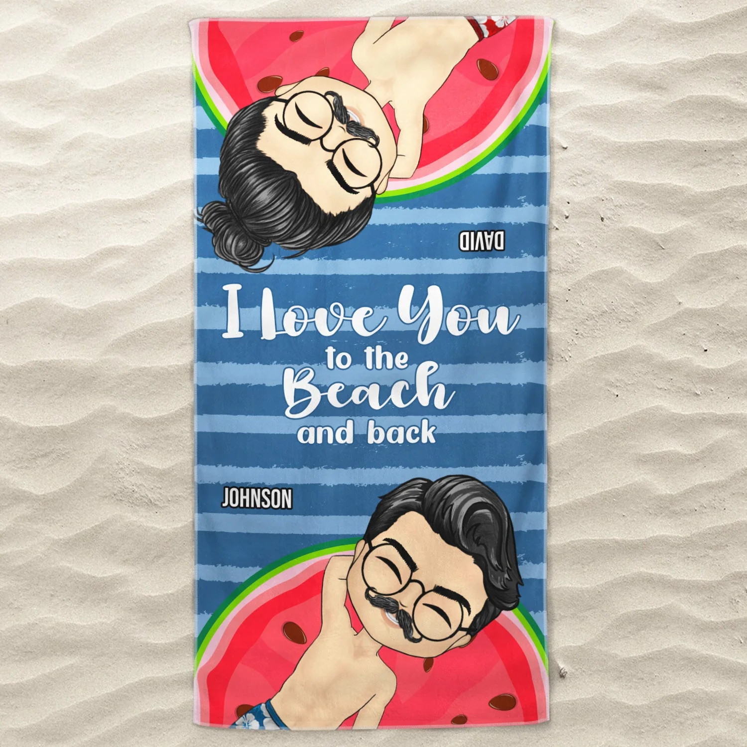 I Love You To The Beach And Back - Gift For Beach Besties - Personalized Custom Beach Towel - Image 3