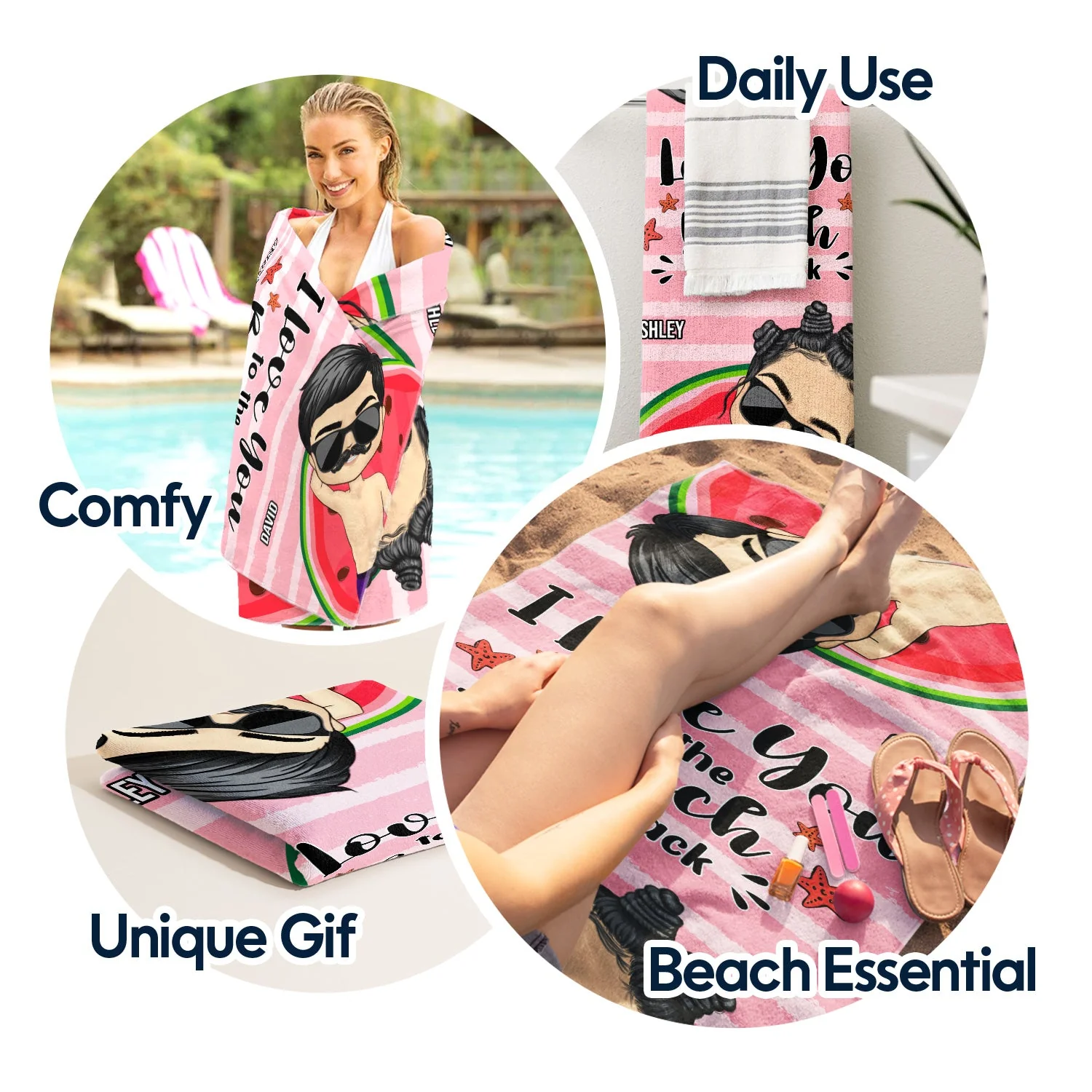 I Love You To The Beach And Back - Gift For Beach Besties - Personalized Custom Beach Towel - Image 5