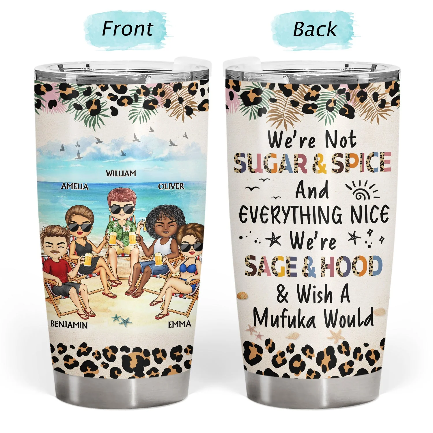 I Love You To The Beach And Back Leopard - Vacation, Traveling, Anniversary, Birthday Gift For Besties, Best Friends - Personalized Custom Tumbler - Image 3