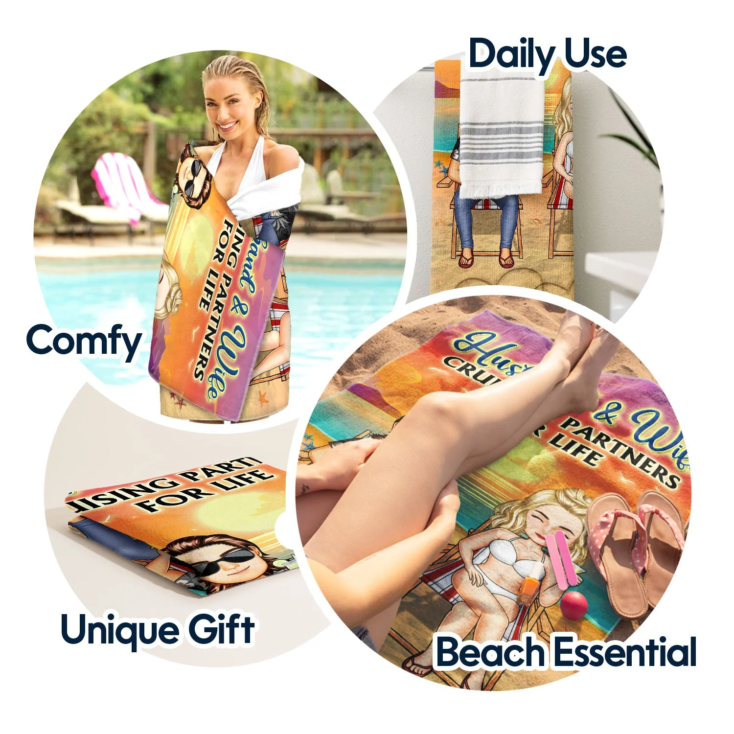I Love You To The Beach And Back Traveling Beach Swimming Picnic Vacation - Birthday, Funny Gift For Her, Him, Couples, Family - Personalized Custom Beach Towel - Image 5