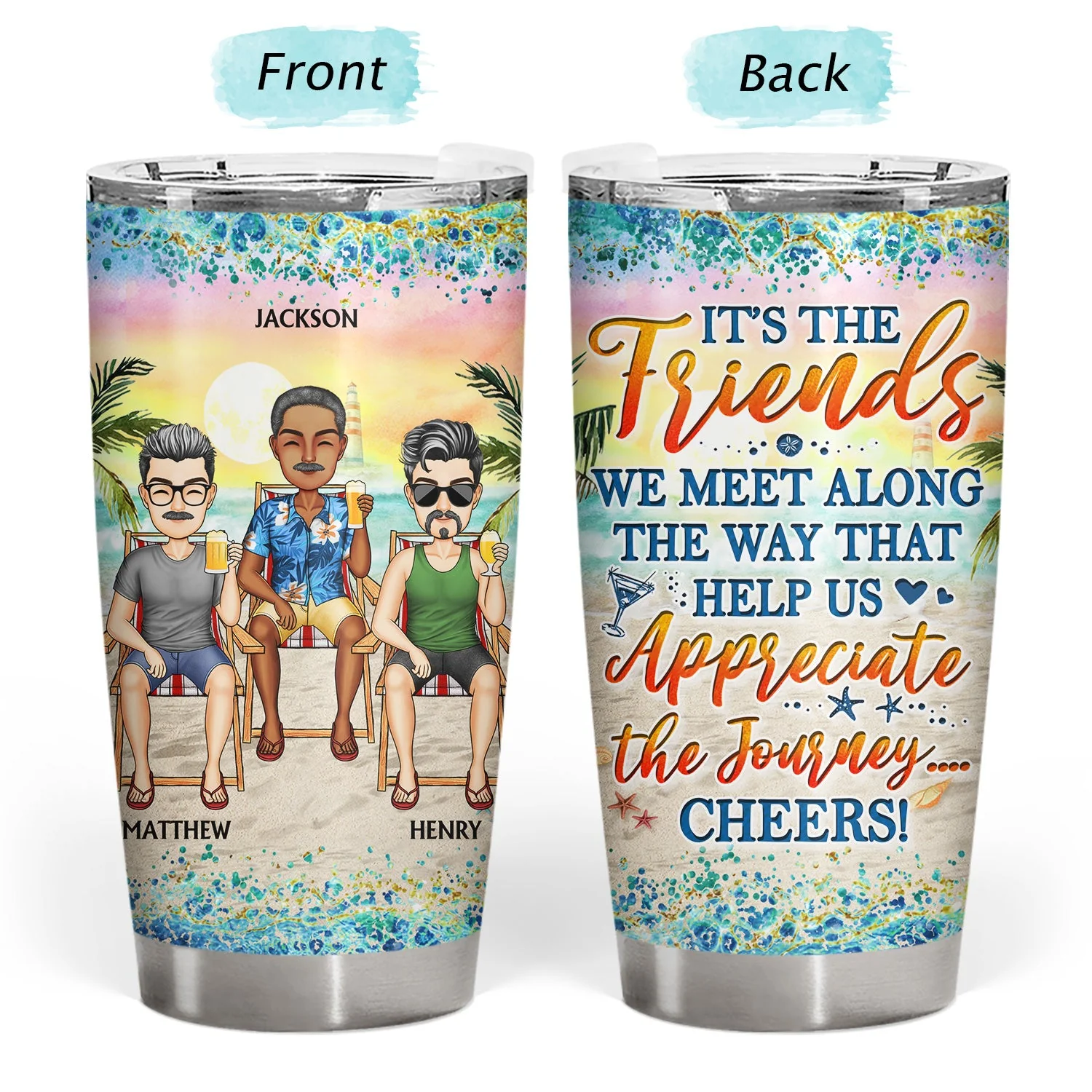 I Love You To The Beach And Back Traveling Cartoon - Anniversary, Birthday Gift For Besties, Best Friends, BFF - Personalized Custom Tumbler - Image 3