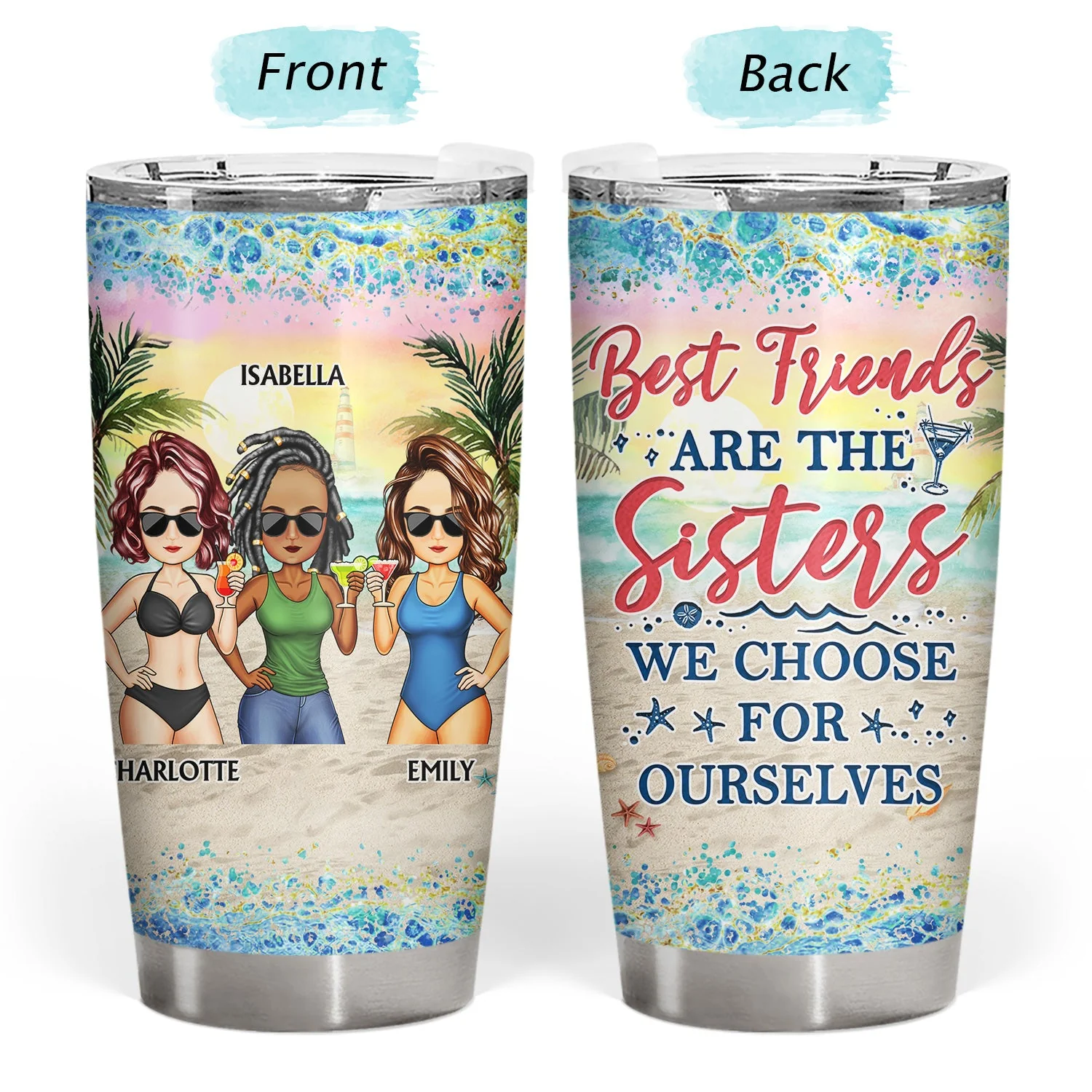 I Love You To The Beach And Back - Vacation, Anniversary, Birthday Gift For Besties, Best Friends - Personalized Custom Tumbler - Image 3