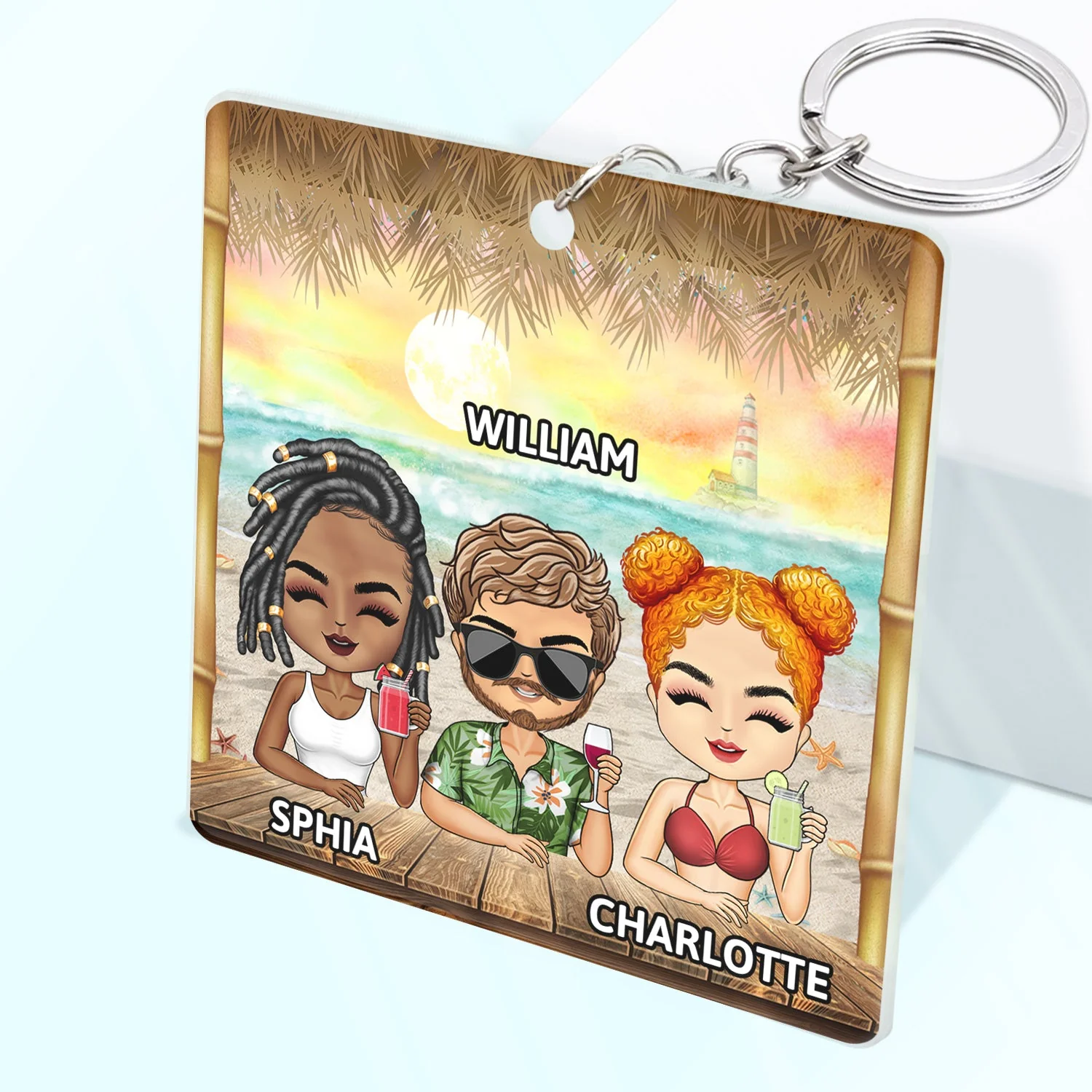 I Love You To The Beach And Back - Vacation, Anniversary, Birthday Gifts For Best Friends, Besties - Personalized Custom Acrylic Keychain - Image 2