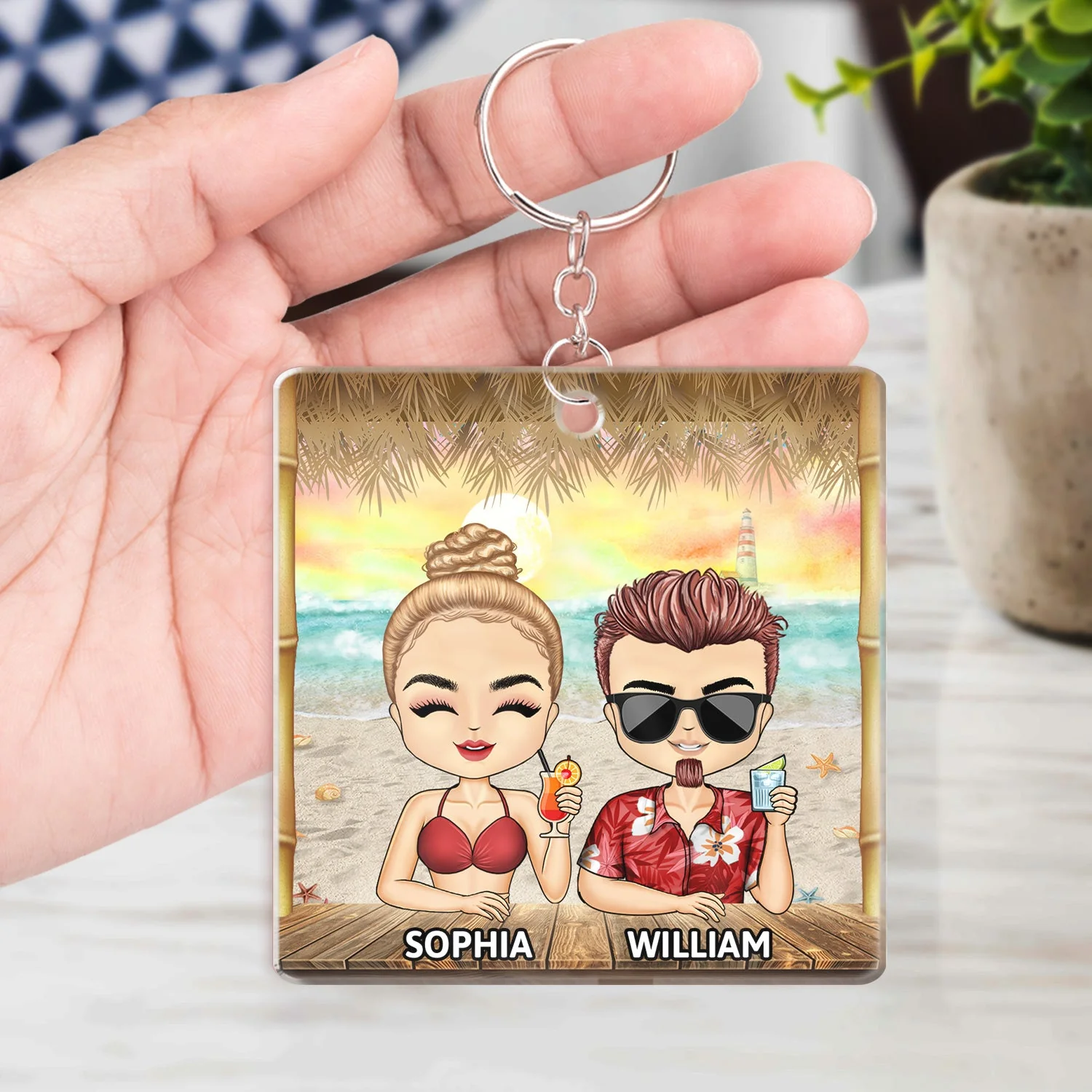 I Love You To The Beach And Back - Vacation, Anniversary, Birthday Gifts For Best Friends, Besties - Personalized Custom Acrylic Keychain - Image 4