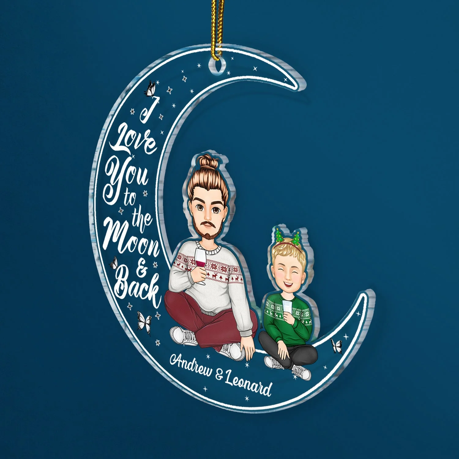 I Love You To The Moon And Back - Christmas Gift For Family, Grandparents, Parents - Personalized Cutout Acrylic Ornament - Image 2