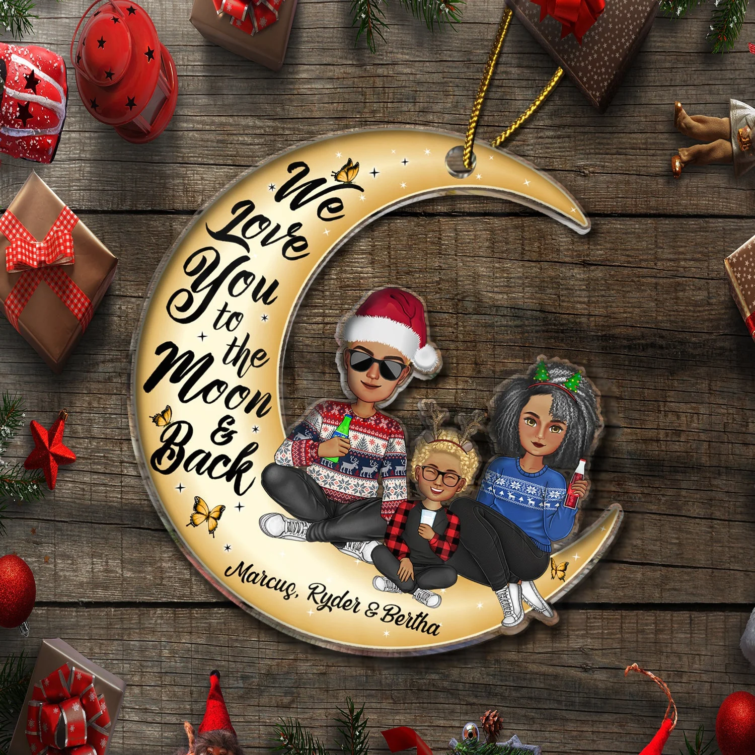 I Love You To The Moon And Back - Christmas Gift For Family, Grandparents, Parents - Personalized Cutout Acrylic Ornament - Image 6