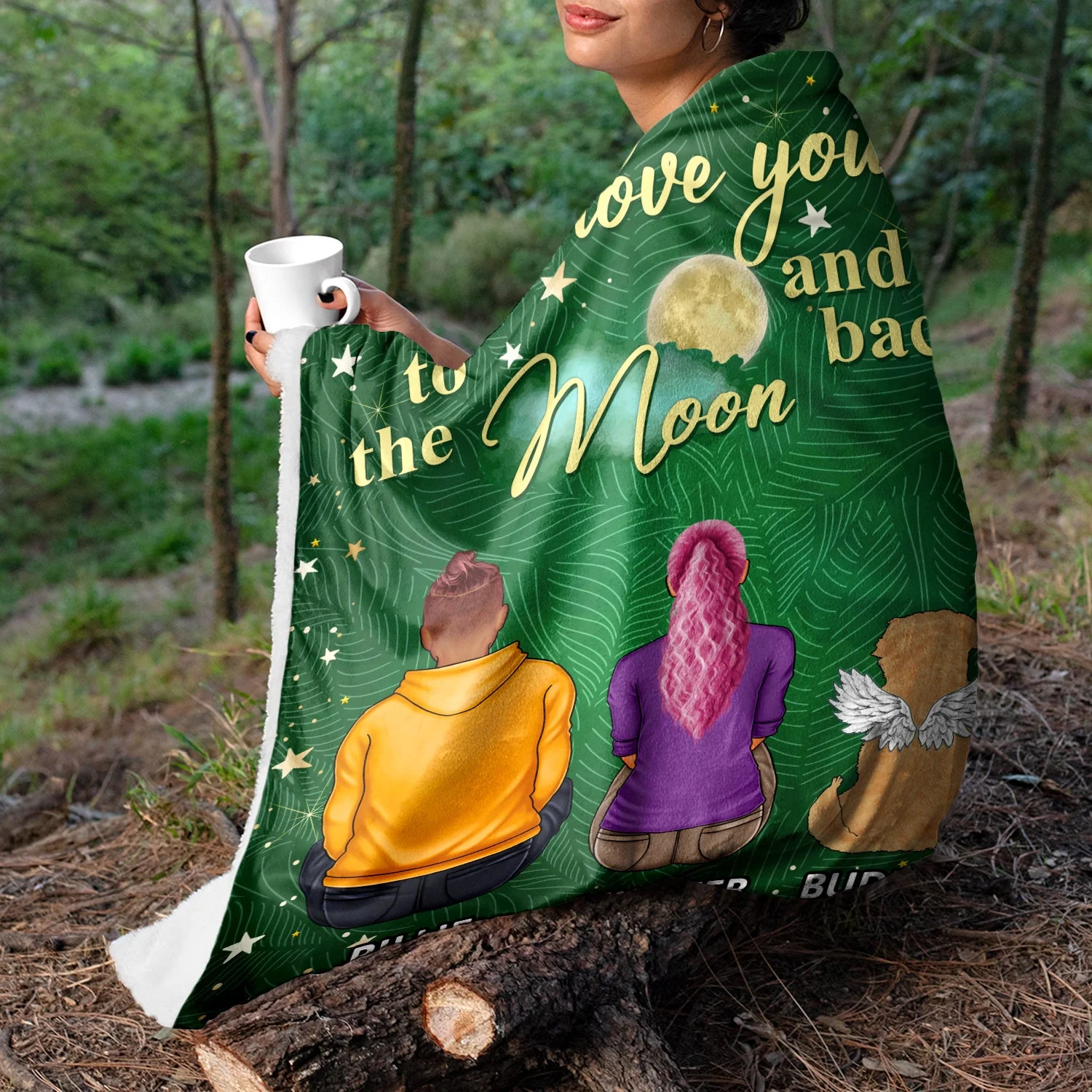 I Love You To The Moon And Back - Gift For Dog Lovers, Cat Lovers - Personalized Fleece Blanket - Image 3