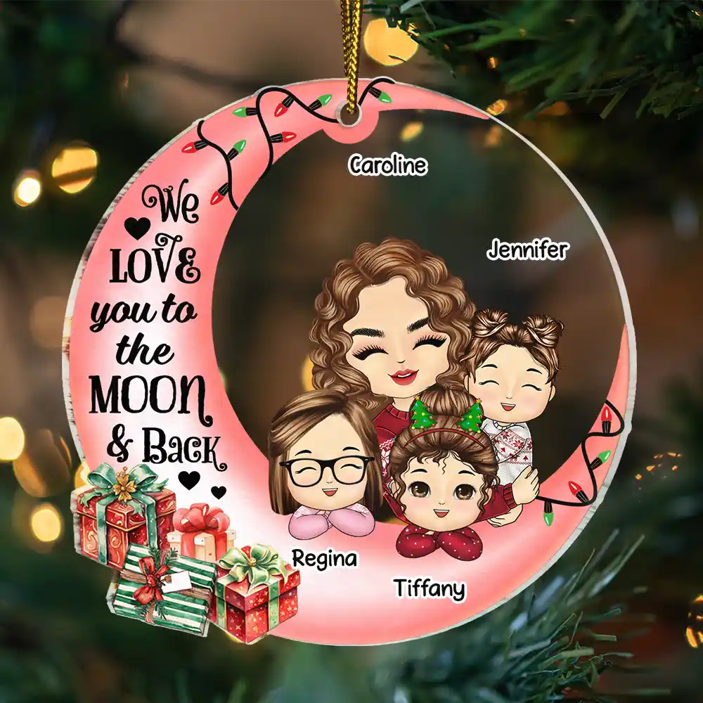 I Love You To The Moon And Back Grandma Grandkids - Personalized Custom Shaped Acrylic Ornament - Image 3
