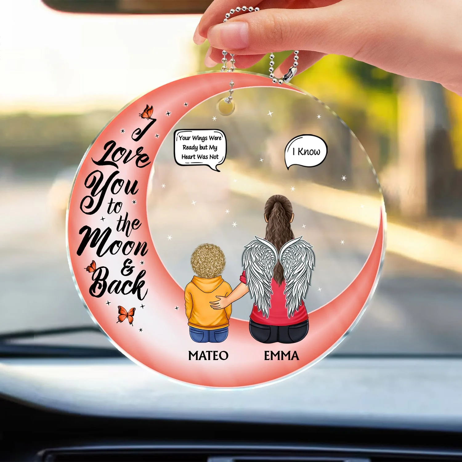 I Love You To The Moon And Back - Memorial Gift For Family, Friends, Siblings - Personalized Acrylic Car Hanger - Image 3