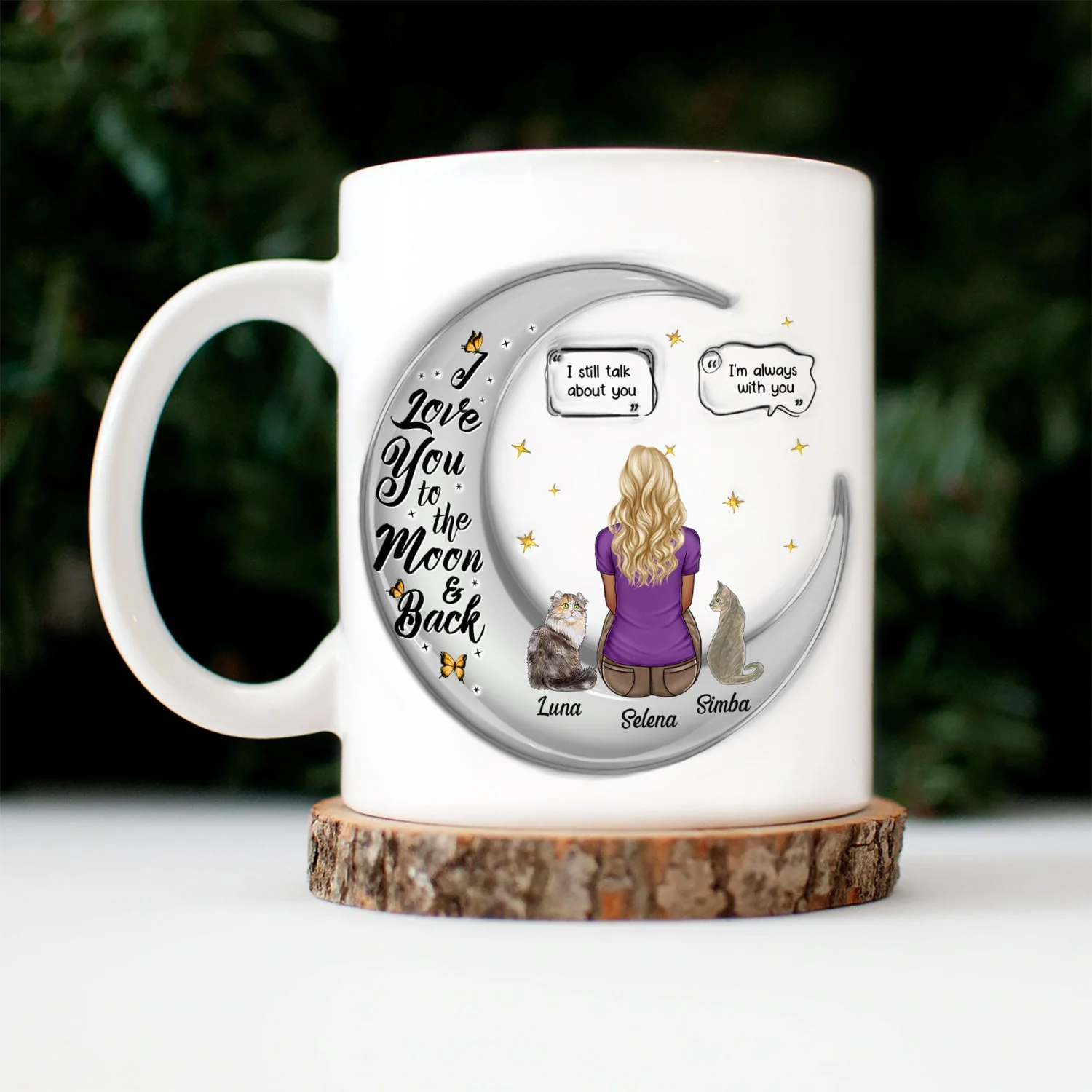 I Love You To The Moon And Back - Memorial Gift For Pet Lovers, Dog Mom, Dog Dad, Cat Mom, Cat Dad - 3D Inflated Effect Printed Mug, Personalized Mug - Image 3