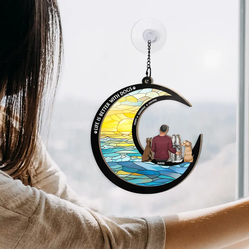 I Love You To The Moon And Back - Personalized Window Hanging Suncatcher Ornament - Image 4