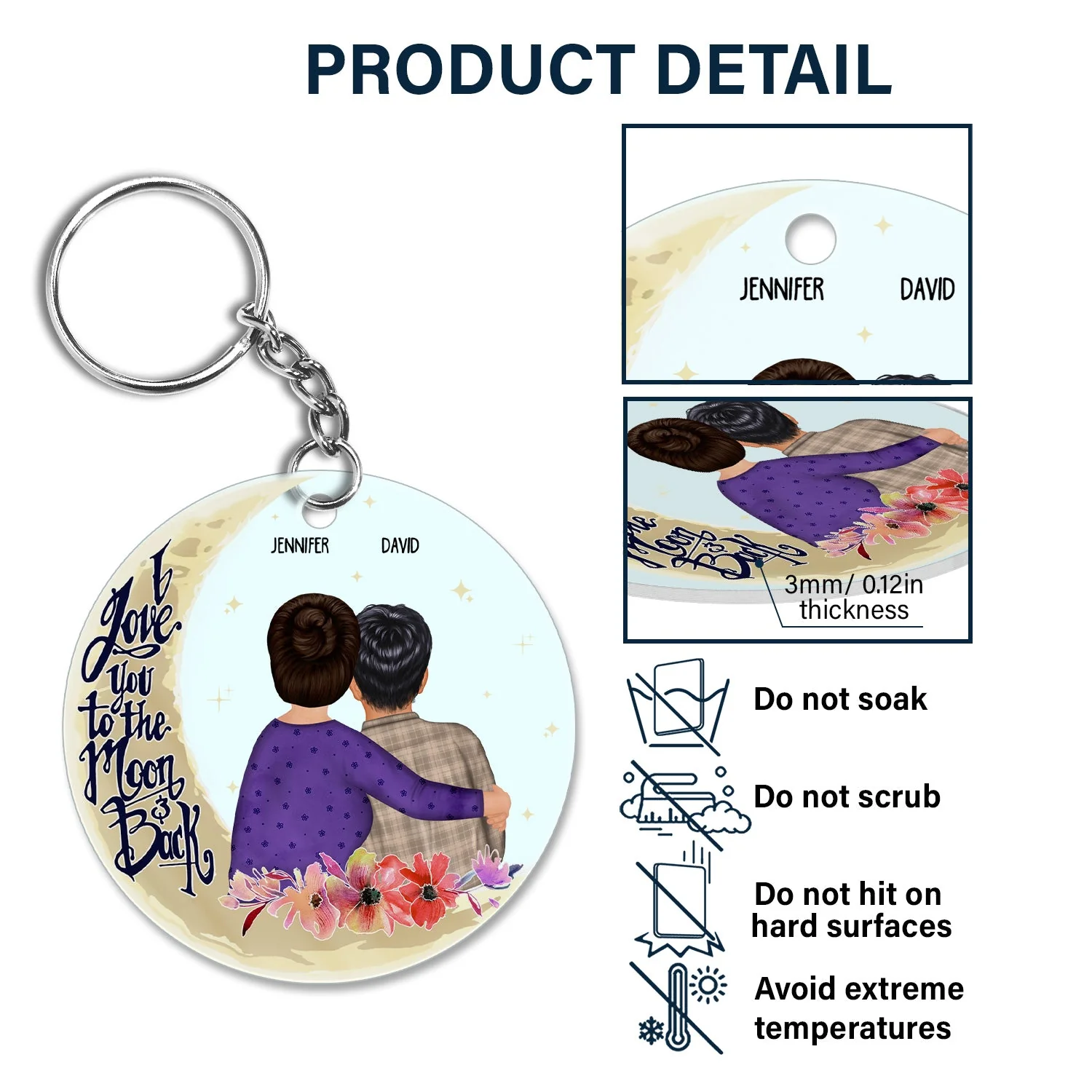 I Love You To The Moon And Back Transparent Circle - Gift For Grandma, Mom - Personalized Custom Acrylic Keychain - Image 5