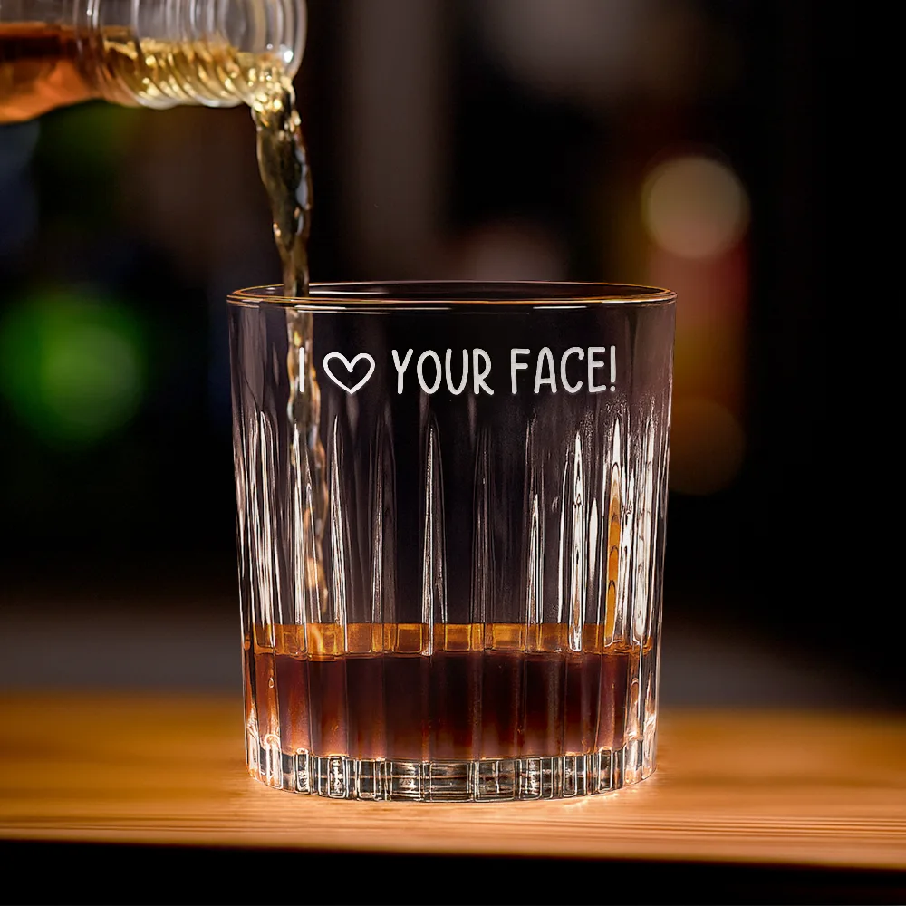 I Love Your Face - Personalized Rocks Whiskey Glass - Image 3