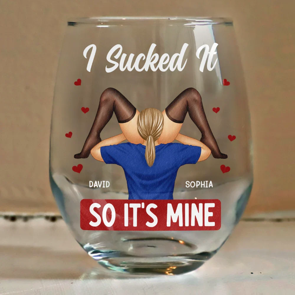 I Love Your Face Timber Couple - Personalized Stemless Wine Glass - Image 4