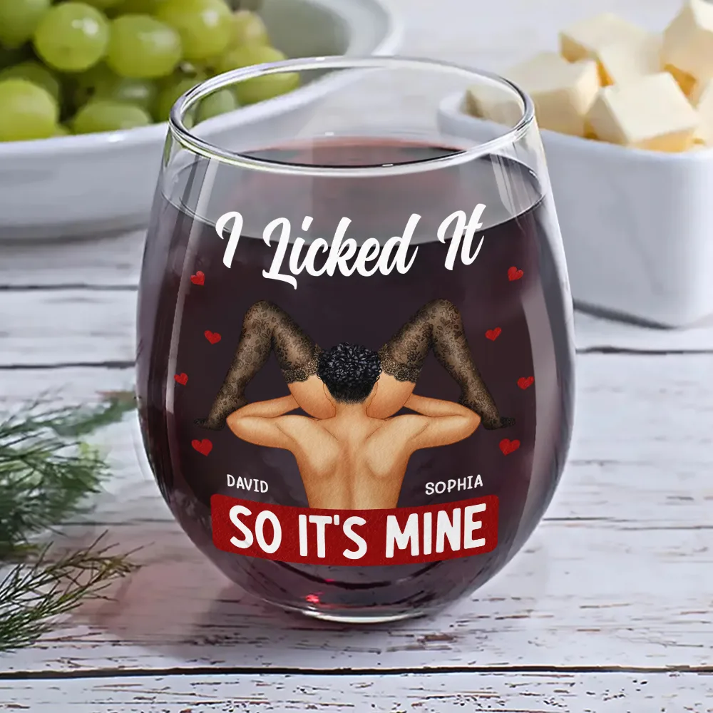 I Love Your Face Timber Couple - Personalized Stemless Wine Glass - Image 6