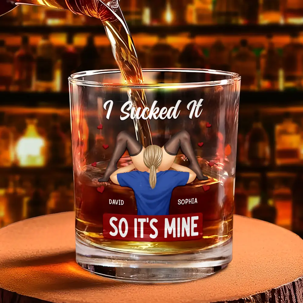 I Love Your Face Timber Couple - Personalized Whiskey Glass - Image 4