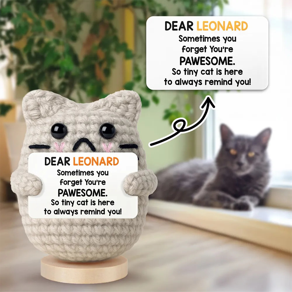 I May Be A Tiny Cat - Personalized Doll Crochet With Custom Card - Image 3