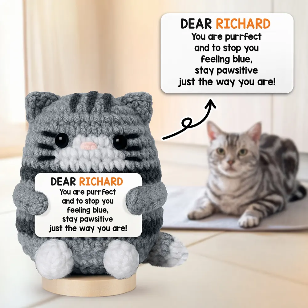 I May Be A Tiny Cat - Personalized Doll Crochet With Custom Card - Image 4
