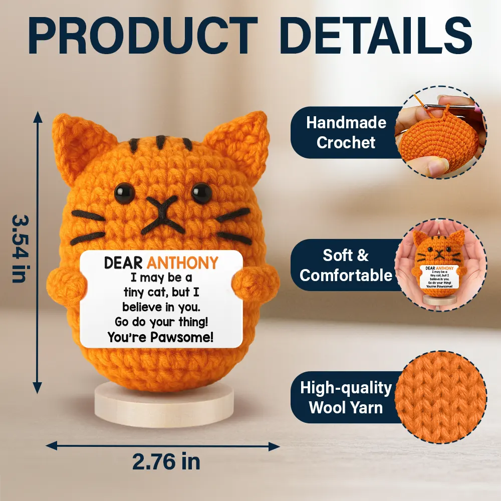 I May Be A Tiny Cat - Personalized Doll Crochet With Custom Card - Image 7