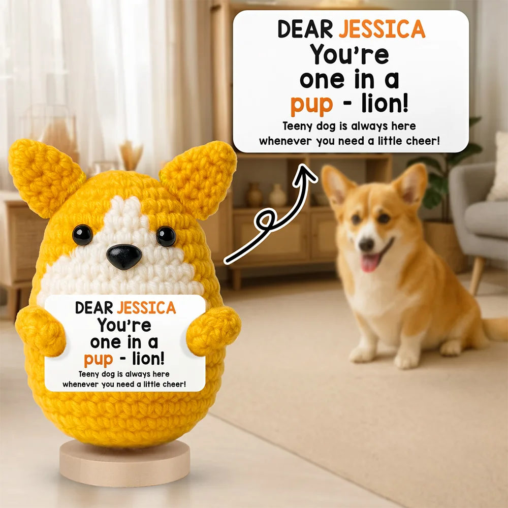 I May Be A Tiny Dog - Personalized Doll Crochet With Custom Card - Image 2