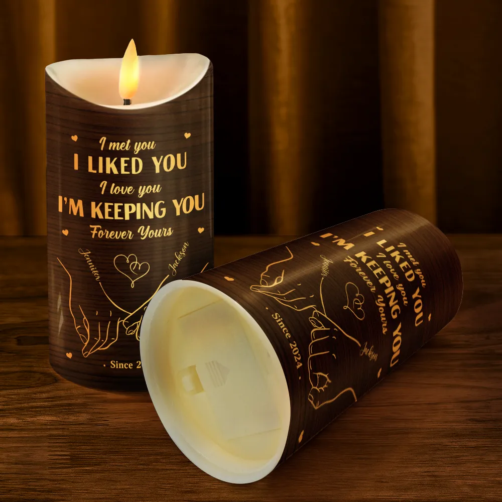 I Met You I Like You Couples - Personalized Flameless LED Candle - Image 2