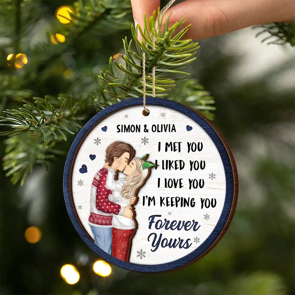 I Met You I Liked You Couple - Personalized 2-Layered Wooden Ornament - Image 2