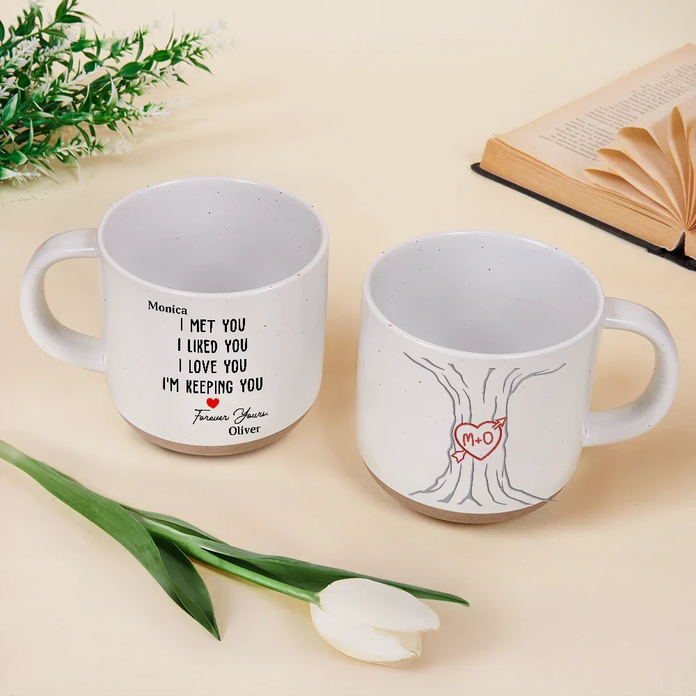 I Met You I Liked You Couple - Personalized Pottery Mug - Image 3