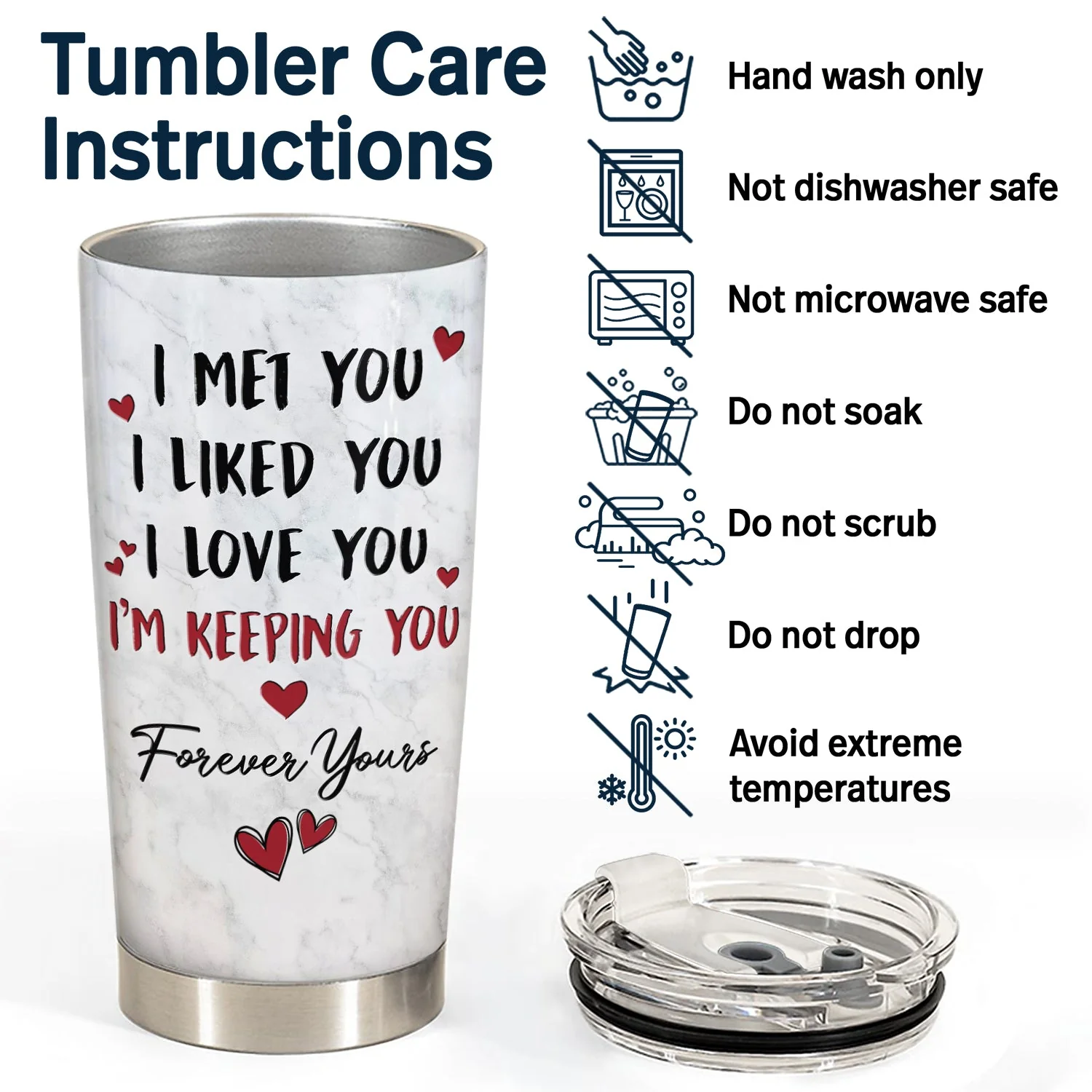 I Met You I Liked You I Love You Keeping You - Gift For Couples - Personalized Tumbler - Image 5
