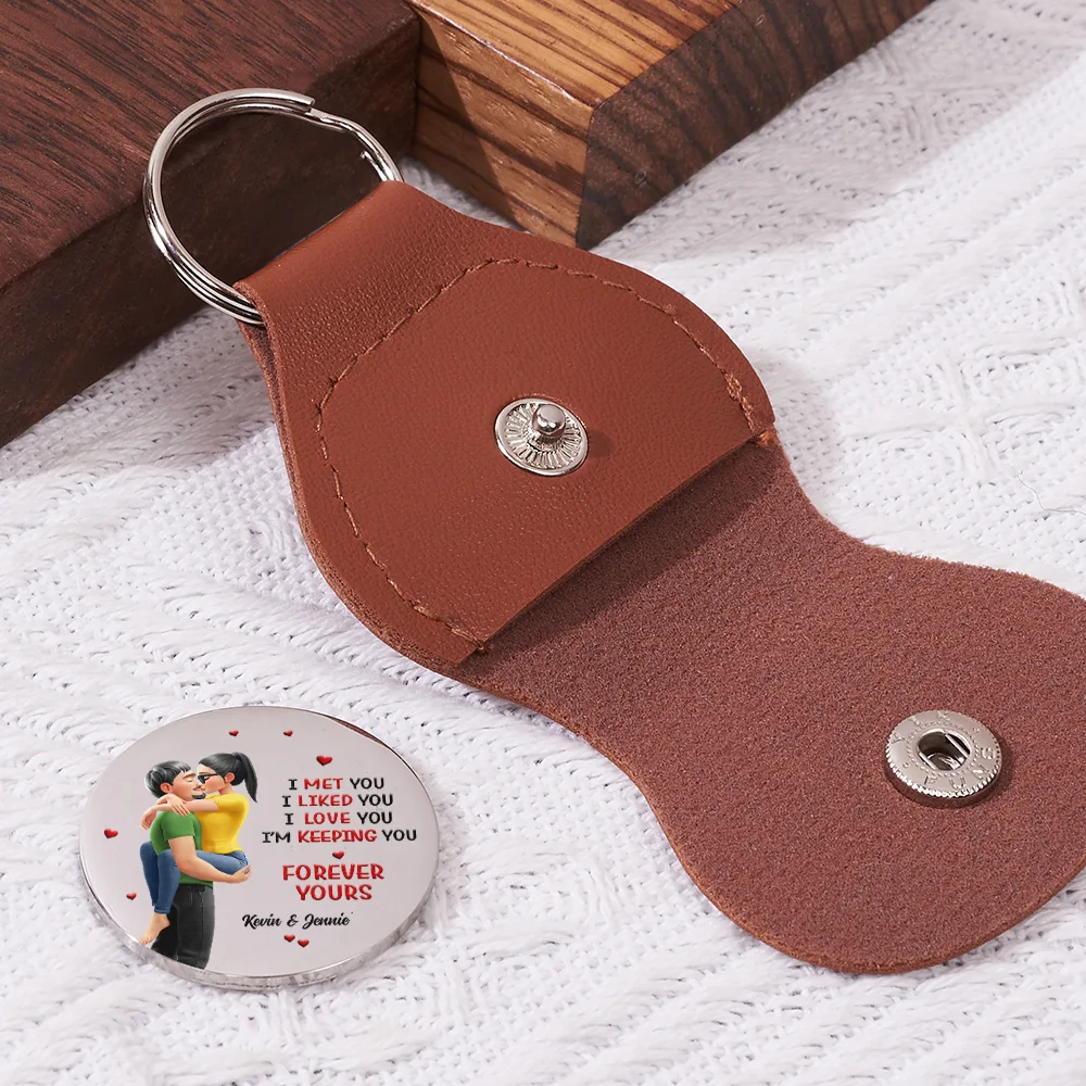 I Met You Liked You Love You Forever - Personalized Leather Pocket Hug - Image 2
