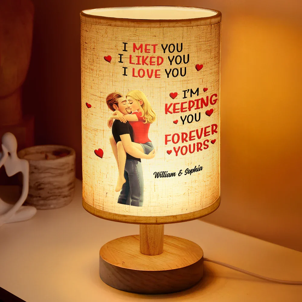 I Met You Liked You Loved You Forever Kissing Couple - Personalized Fabric Lamp