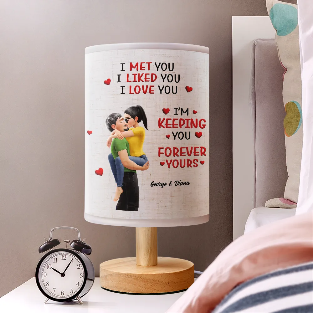 I Met You Liked You Loved You Forever Kissing Couple - Personalized Fabric Lamp - Image 2