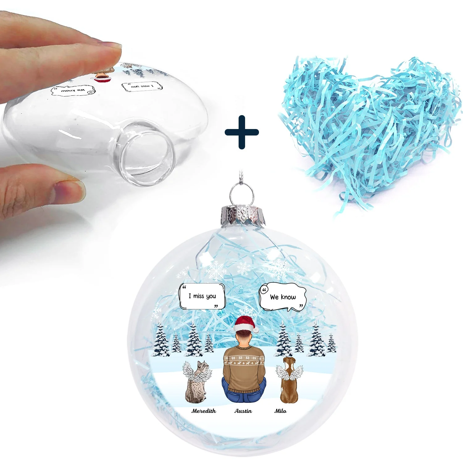 I Miss You - Christmas Memorial Gift For Pet Lovers, Dog Mom, Dog Dad, Cat Mom, Cat Dad - Personalized Clear Flat Ball Ornament - Image 6