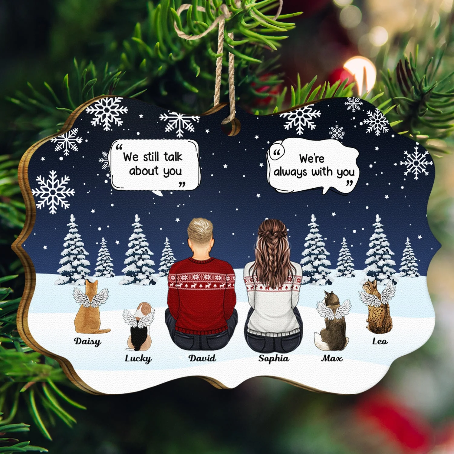 I Miss You - Christmas Memorial Gift For Pet Lovers, Dog Mom, Dog Dad, Cat Mom, Cat Dad - Personalized Medallion Wooden Ornament - Image 3