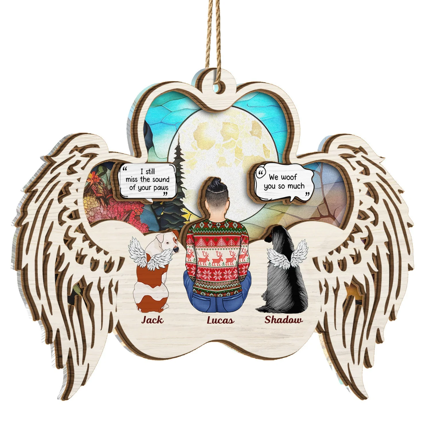 I Miss You - Christmas Memorial Gift For Pet Lovers, Dog Mom, Dog Dad, Cat Mom, Cat Dad - Personalized Suncatcher Ornament - Image 2