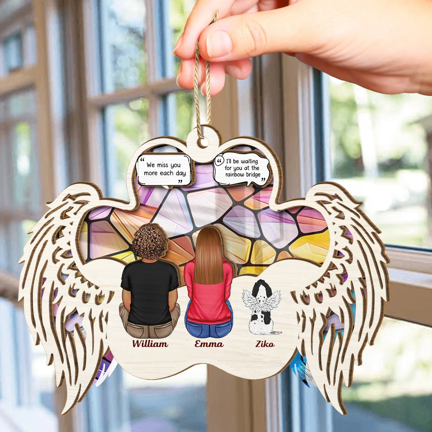 I Miss You - Christmas Memorial Gift For Pet Lovers, Dog Mom, Dog Dad, Cat Mom, Cat Dad - Personalized Suncatcher Ornament - Image 4
