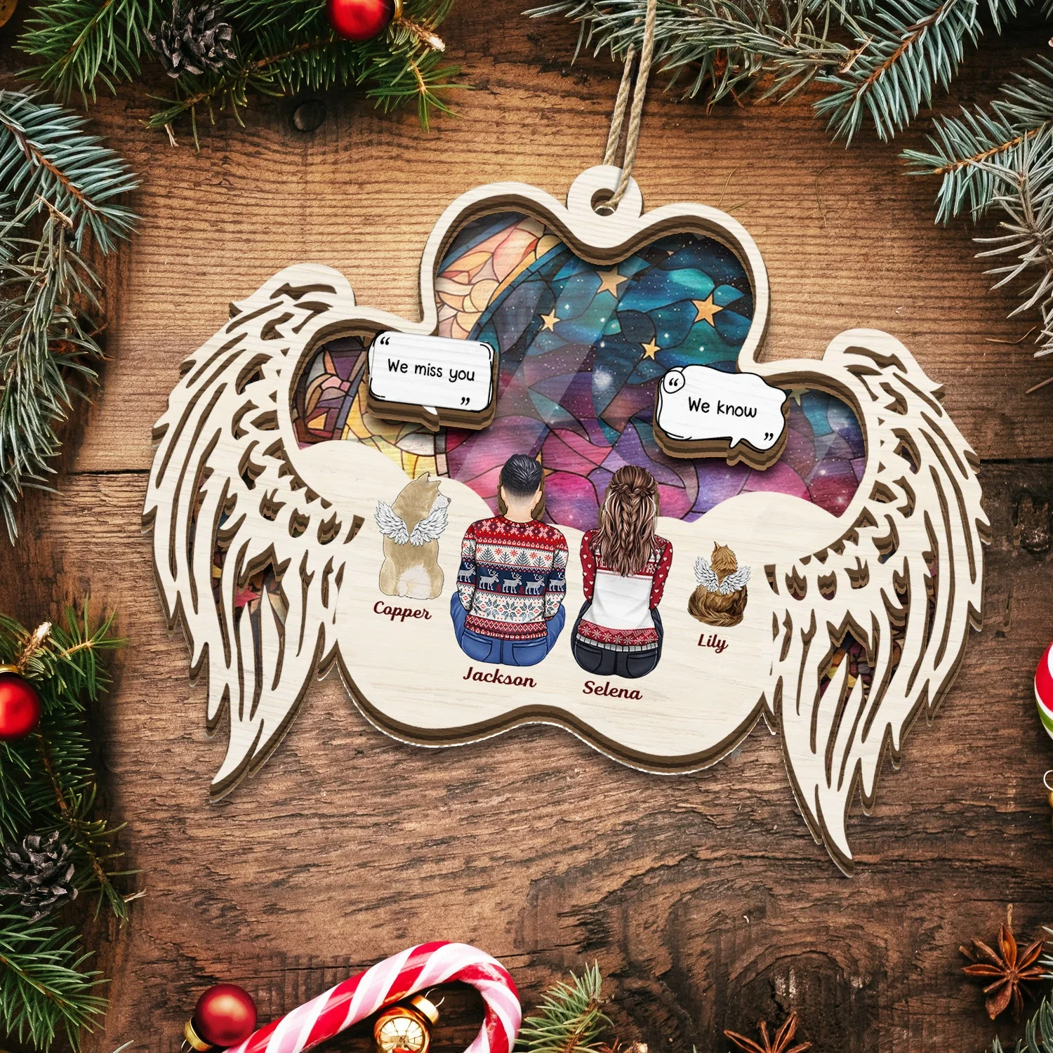 I Miss You - Christmas Memorial Gift For Pet Lovers, Dog Mom, Dog Dad, Cat Mom, Cat Dad - Personalized Suncatcher Ornament - Image 6