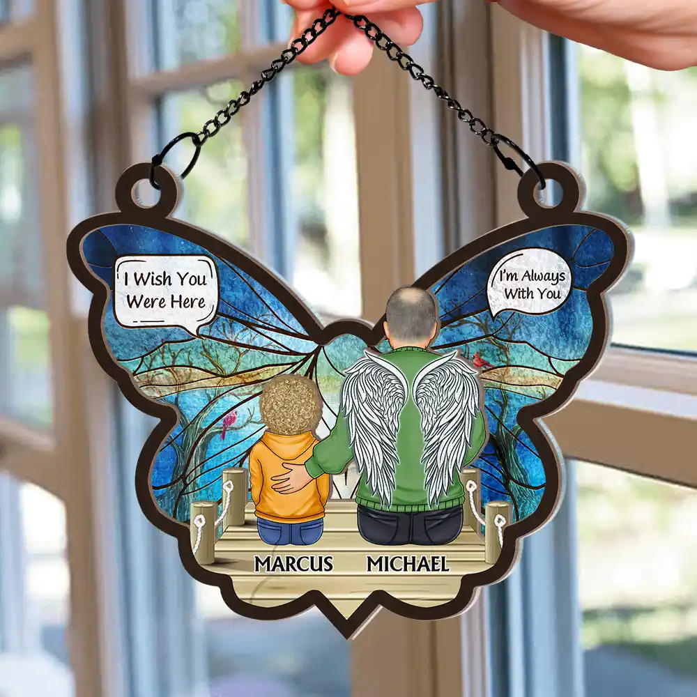 I Miss You Dad, I Know - Personalized Window Hanging Suncatcher Ornament - Image 2