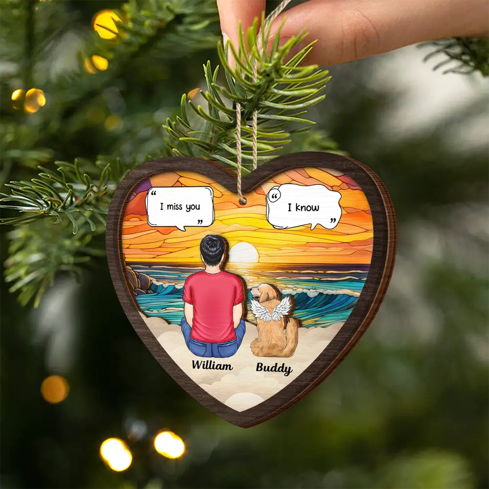 I Miss You I Know Memorial Dog Cat - Personalized 2-Layered Wooden Ornament - Image 2