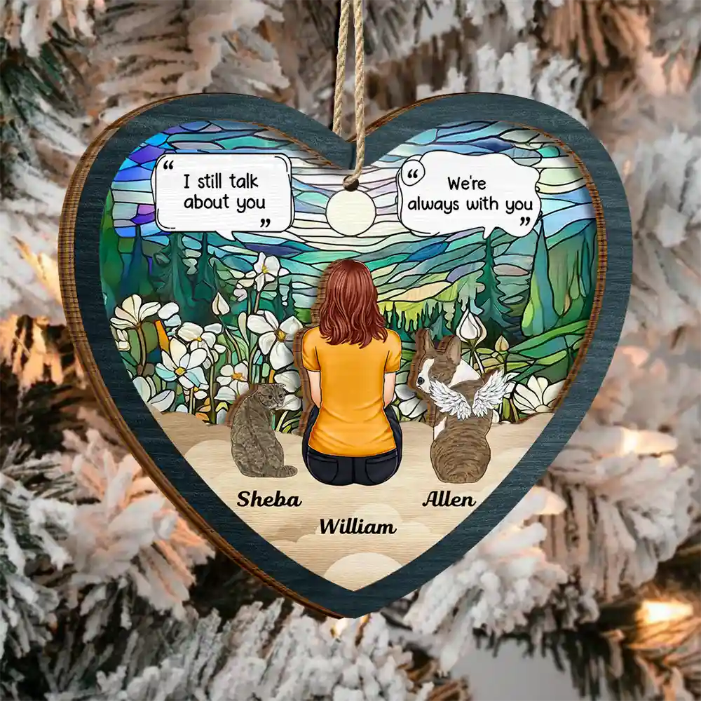 I Miss You I Know Memorial Dog Cat - Personalized 2-Layered Wooden Ornament - Image 3