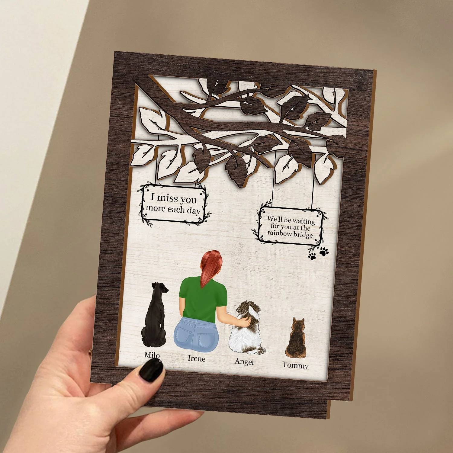I Miss You I Know - Memorial Gift For Dog Lovers, Dog Mom, Dog Dad - Personalized Custom Shaped 2-Layered Wooden Plaque - Image 3