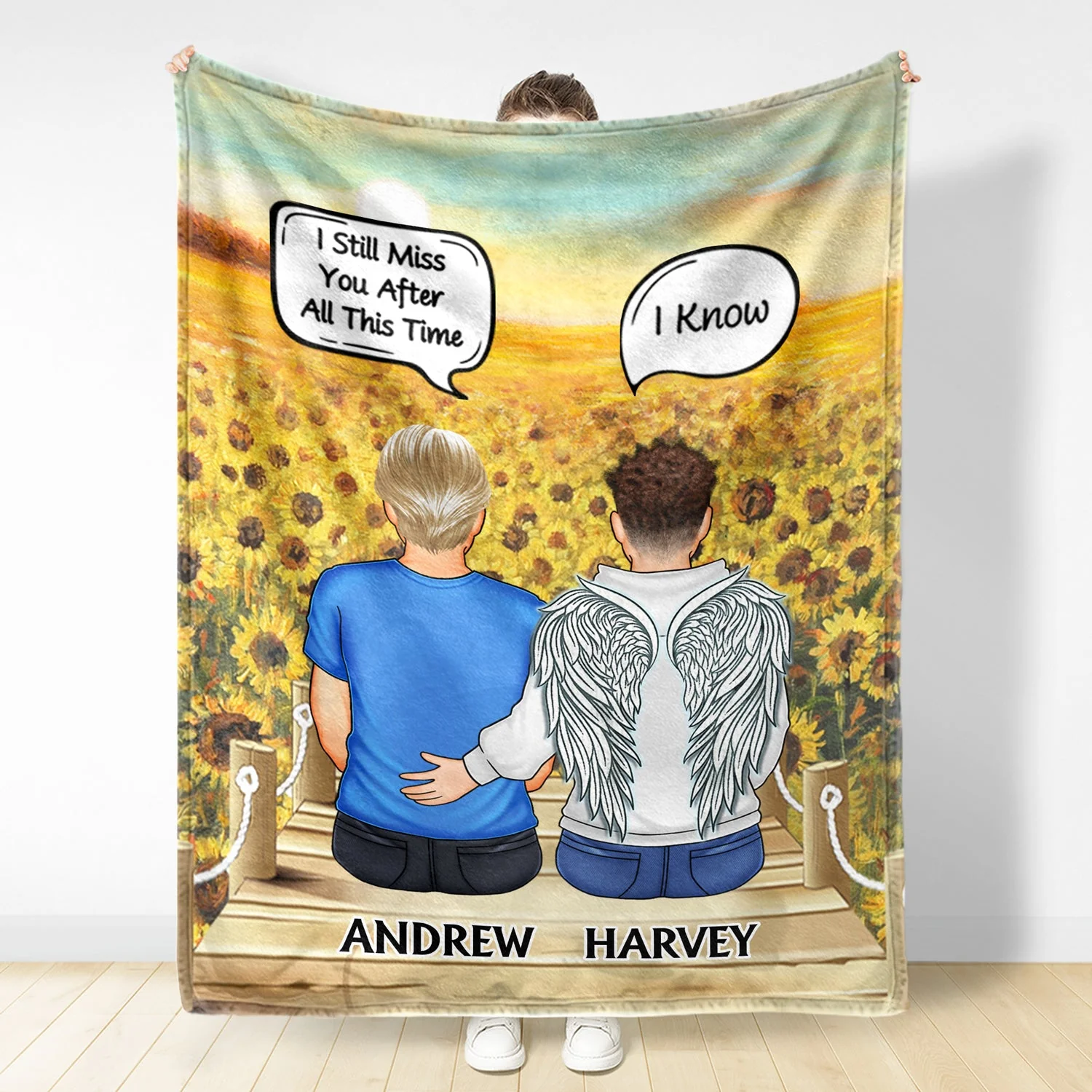 I Miss You I Know - Memorial Gift For Family, Friends, Siblings - Personalized Fleece Blanket, Sherpa Blanket - Image 3