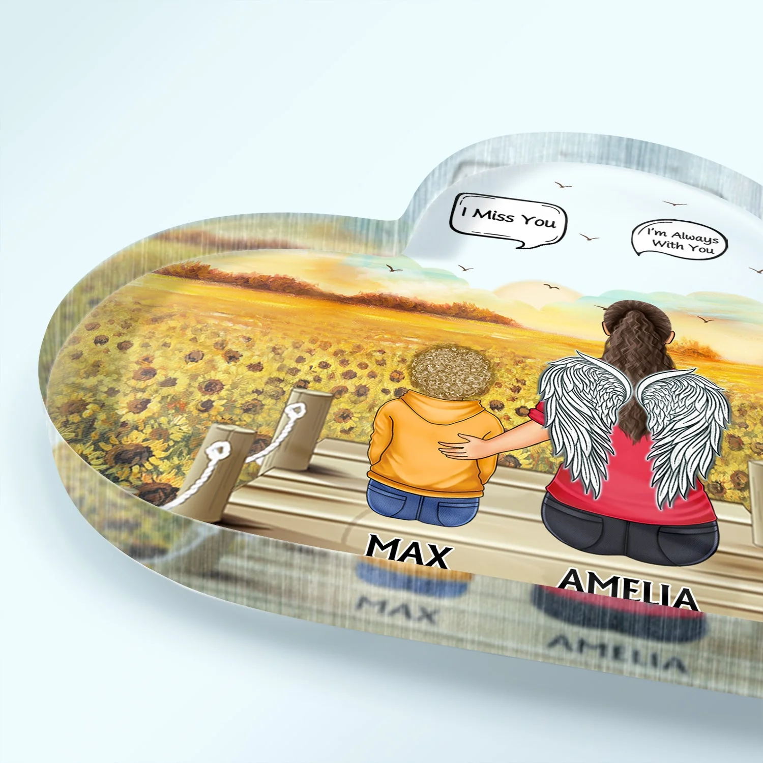 I Miss You I Know - Memorial Gift For Family, Friends, Siblings - Personalized Heart Shaped Acrylic Plaque - Image 3