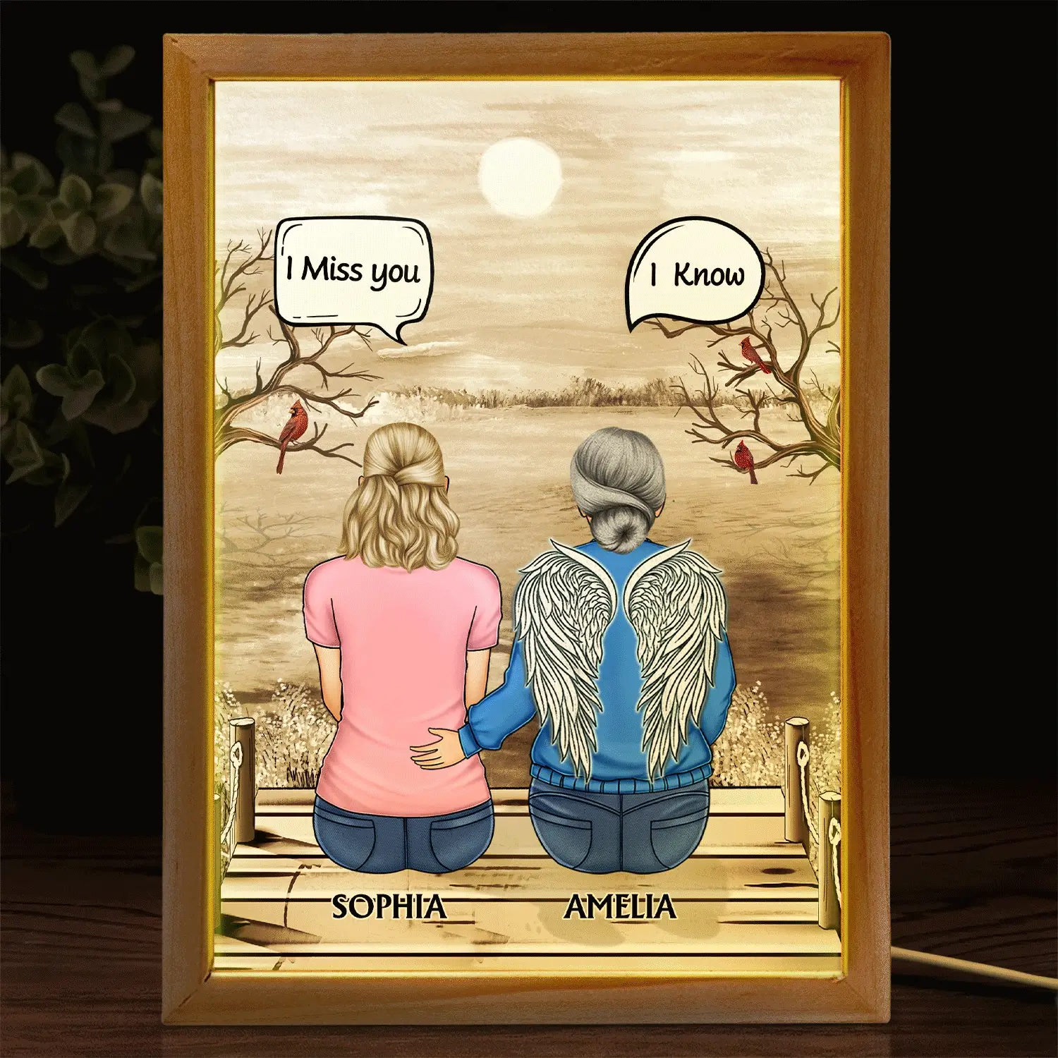 I Miss You I Know - Memorial Gift For Family, Friends, Siblings - Personalized Picture Frame Light Box - Image 2